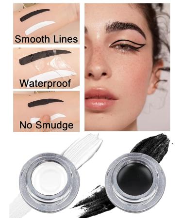 Gorvalin Black and White Gel Eyeliner Set with Brushes - Waterproof 2-in-1 Cream Eyeliner & Eyebrow Gel Kit - Buy Online on SooperMarket.com