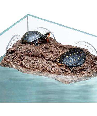 hisunfarm Turtle Floating Basking Platform Aquarium Decorations Decor Artificial Bark with Suction Cups for Tortoise Climbing Platform Resting Terrace Step (Rock Brown) - Buy Online on SooperMarket.com