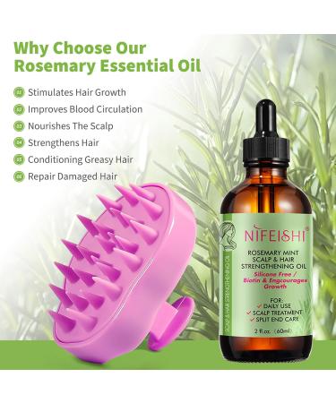 100% Pure Natural Rosemary Essential Oil for Hair Growth with Scalp Massager - Nourish Your Scalp (60ml - Buy Online on SooperMarket.com