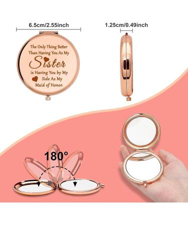 Bridesmaid Sister Wedding Gift Compact Makeup Mirror | Maid of Honor & Best Friend Friendship Gifts | Bridal Shower & Engagement Gift for Her - Buy Online on SooperMarket.com