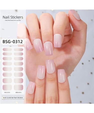 Semi Cured Gel Nail Polish Strips Adhesive Gel Nail Art Stickers Lasting Glitter Gel Nail Wraps Sticker with Nail File Semi Cured Gel Nail Stickers for Toes White with Uv Light Bsg0316 - Buy Online on SooperMarket.com