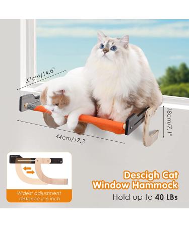 DESCHIGH Cat Window Perch - Large Cat Hammock Seat with Wood & Acrylic Frame for Windowsill - Adjustable Bed for Indoor Cats - Buy Online on SooperMarket.com