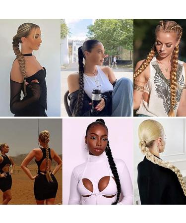 prinfantasy Hair Extensions for Braiding DIY Braid Ponytail Extension Long Straight 33" Ponytail Hair Extensions Natural Invisible Resistant Fiber Soft Natural Black Brown MW262 MW262 33 inch - Buy Online on SooperMarket.com