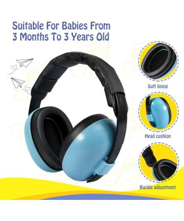 GUKOY Baby Ear Protection Headphones | Noise Cancelling Ear Defenders for Ages 0-3 Years | Infant Hearing Protection Earmuffs in Blue - Buy Online on SooperMarket.com