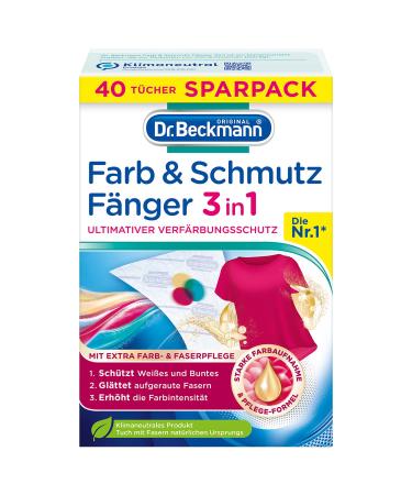Dr.Beckmann color and dirt catcher 3in1 |Color feasts for ultimate discoloration protection |With extra color and fiber care |40 towels unparfored 1 pack 40 pieces (1 -pack)