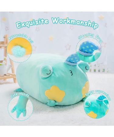 Mewaii Soft Frog Plush Pillow 16'' - Fluffy Stuffed Animal Toy for Adults and Kids (Green) | 40cm Squishy Pillow - Buy Online on SooperMarket.com