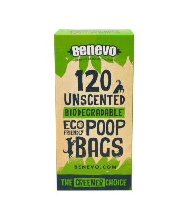 Benevo Biodegradable Dog Poop Bags (120 Bags) EN13432 Compostable Dog Poop Bags Unscented & Plastic Free Ideal For Big & Small Dogs Made From A Sustainable Cornstarch Base Handy Rolls of 15 120 count (Pack of 1)