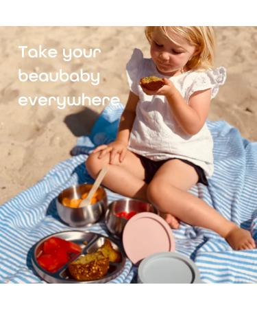 Beau Baby Stainless Steel Suction Bowl with Silicone Spoon - Pink | Baby Led Weaning Bowl for Toddlers & Kids - Buy Online on SooperMarket.com