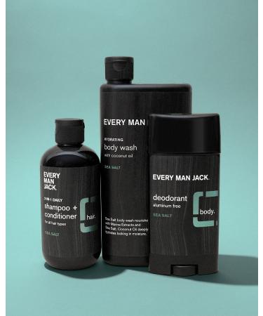 Every Man Jack Sea Salt Bath and Body Gift Set | Grooming Essentials for Men | Body Wash 2-in-1 Shampoo Deodorant + Dopp Bag | Clean Ingredients International Shipping - Buy Online on SooperMarket.com