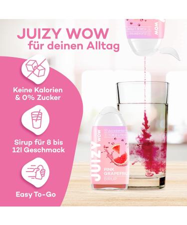 Juizy WoW Sugar-Free Beverage Syrup - 16 x 65ml Pink Grapefruit | Zero Calories Vegan Natural Drink Concentrate - Buy Online on SooperMarket.com