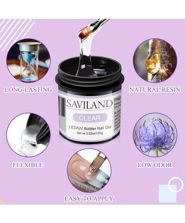 Saviland Builder Nail Gel - 100g/3.5oz Clear Hard Gel for Nail Extensions and Strengthening - DIY Manicure Art - Buy Online on SooperMarket.com