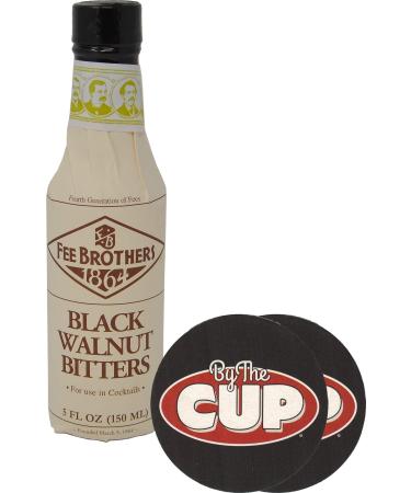 Fee Brothers Black Walnut Cocktail Bitters 5 Ounce with By The Cup Coasters