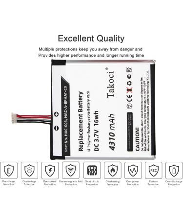 Replacement Battery for HAC-S-JP/EU-C0 HAC-001 - 3.7V 4600mAh | Compatible with HAC-003 & HAC-A-BPHAT-C0 - Buy Online on SooperMarket.com