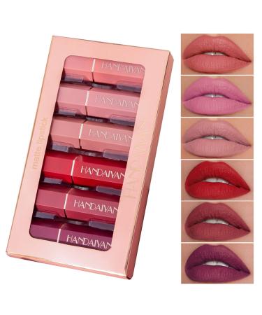 CCbeauty Matte Lipstick Set 6 Colors Velvet Smooth Nude Lip Stick Waterproof Long Lasting Moisturizer Pigmented Non-Stick Cup Not Fade Pink Lip Makeup Mothers Valentine's Day Gift Sets for Her  Girls Women Set A