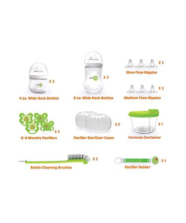 Avima Newborn Baby Bottle Starter Set - Anti-Colic Wide Neck Bottles with Slow and Medium Flow Nipples - 22 Piece Set - Buy Online on SooperMarket.com