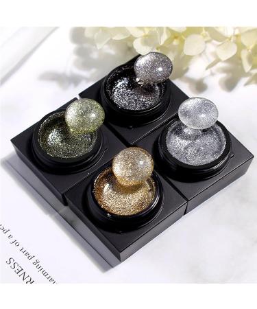 Buy Silver Metal Glitter Gel Nail Polish - 4 Colors | Platinum Gold Silver Black Glitter | Soak Off Gel for DIY Nail Art - Sparkling Nail Polish Liner - Buy Online on SooperMarket.com