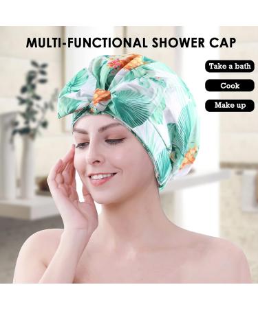 GreatRemy Waterproof Black Print Shower Cap for Women and Girls - Bigger Size for Thick Hair - Buy Online on SooperMarket.com