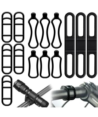 Bicycle silicone band set 14 pieces of bicycle stretch rubber rings several sizes silicone MTB solid straps elastic flashlight bracket for LED bike light flashlight cell phone loudspeaker bottle