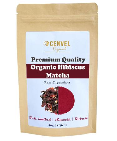 CENVEL Organic Hibscus Matcha Tea | Premium Quality Ingredient | 100% Natural and Pure | Great Detox Treatment | Eco-Friendly packaging | (50g)