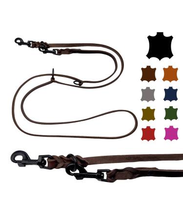 Dog liner Small dogs / large dogs black hooks 2m / 2.40m / 2.80m / 3.50m / 5m Double linen adjustable (2m x 8mm brown) 2m x 8mm brown