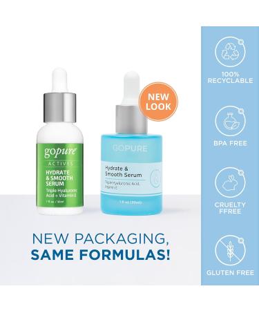 goPure Actives Hyaluronic Acid Serum with Vitamin E - Natural Glow & Hydration - Anti-Aging Brightening Serum for Firmer Smoother Skin - 1 fl oz - Buy Online on SooperMarket.com