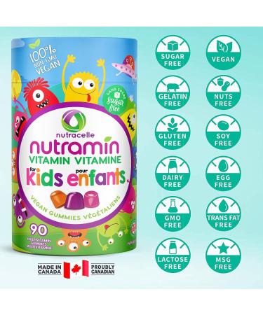 NUTRACELLE NUTRAMIN Children's Daily Vegan Multivitamin Gummies Vitamin C D2 & Zinc for Immunity Plant-Based Sugar-Free Nut-Free Gluten-Free with Biotin Vitamin A B B6 B12 +More 90 Ct (45 Day Supply) - Buy Online on SooperMarket.com