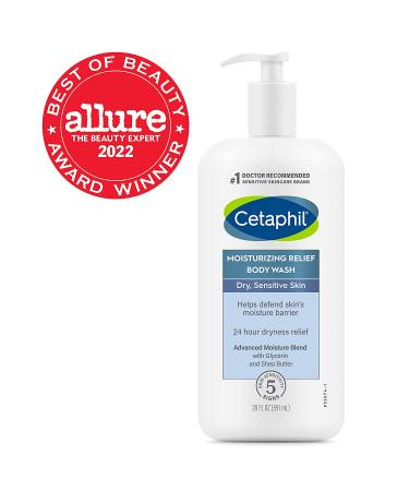 CETAPHIL Moisturizing Relief Body Wash 20 oz - Creamy Formula for Sensitive Skin, 24 Hr Relief, Hypoallergenic & Fragrance Free - Buy Online on SooperMarket.com