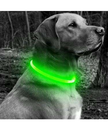 BSEEN LED Dog Collar Light - USB Rechargeable Glowing Collar for Small, Medium & Large Dogs in Green - Buy Online on SooperMarket.com