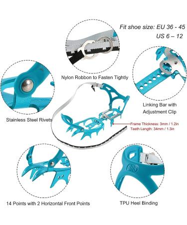 Blue BRS-S3 Ultralight 14 Teeth Aluminium Crampons for Ice Climbing - Buy Online on SooperMarket.com