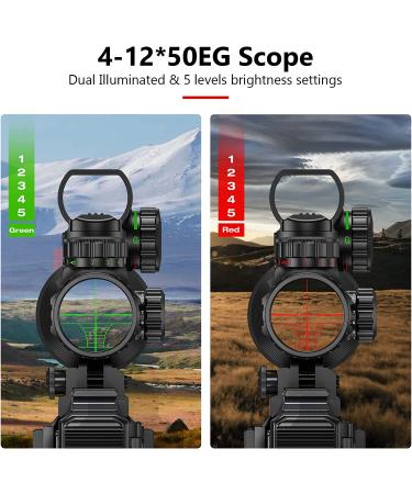 MidTen Riflescope Combo 4-12x50EG with Laser Sight, Holographic Reticle, and Scope Mount - Green 4-12x50 - Buy Online on SooperMarket.com
