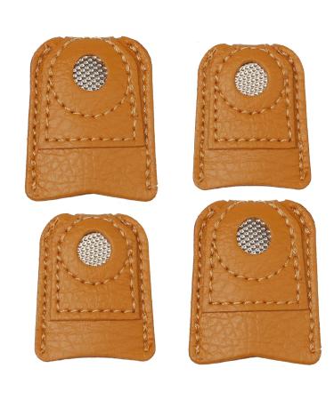 4 Pieces Leather Thimble Sewing Thimble Finger Protector Coin Thimble Pads for Hand Sewing Quilting Knitting Pin Needles Craft DIY Tools  2 Sizes
