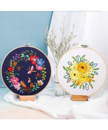 Mocoosy 3 Pack Embroidery Starter Kit for Beginners - Cross Stitch Sets with Pattern, Instructions, Fabric, Hoops, and Threads - Buy Online on SooperMarket.com