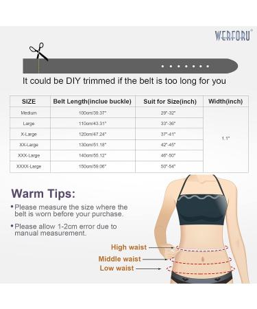 Werforu Women's Black Leather Belt | Plus Size 46-50 | Polished Gun Color Buckle | Jeans Pants Suit - Buy Online on SooperMarket.com