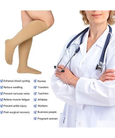 Extra Wide Calf Compression Socks 20-32mmHg Knee High Plus Size Beige 2X-Large - Pack of 1 - Buy Online on SooperMarket.com
