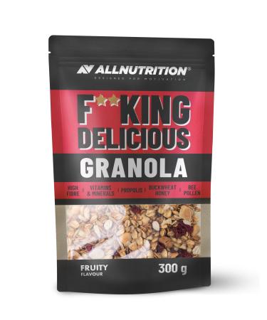 ALLNUTRITION Fitking Delicious Granola - Sugar Free Muesli - Breakfast Cereal - Wheat Free - with Propolis Buckwheat Honey Bee Pollen - High Fibre Snacks - 300g - Fruity