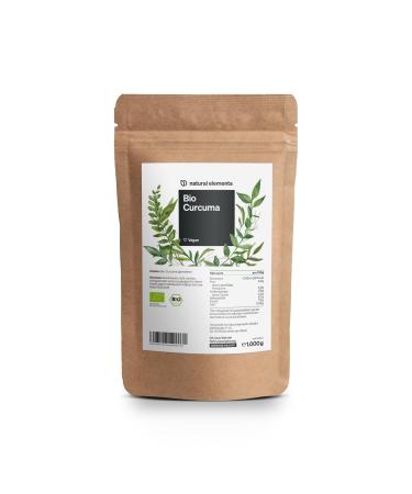 Natural Elements Bio curcuma powder 1kg - turmeric powder from controlled organic cultivation - 100% turmeric without unnecessary additives - bio -certified vegan gluten -free laboratory test