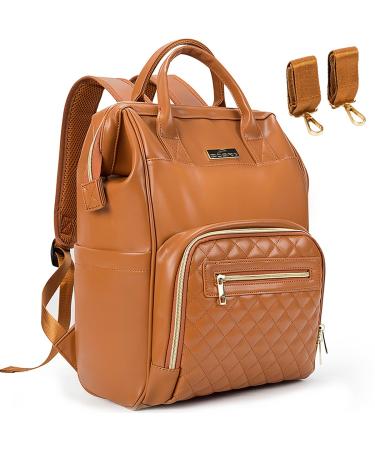 Ziosinm baby wrap backpack made of leather multifunctional trip diaper bag backpack waterproof diaper backpack diaper bag PU diaper bag for on the go brown