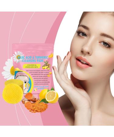 Turmeric Kojic Acid Cleansing Pads | Exfoliating Facial Sponges - 40 Count for Bright & Clear Skin - Buy Online on SooperMarket.com