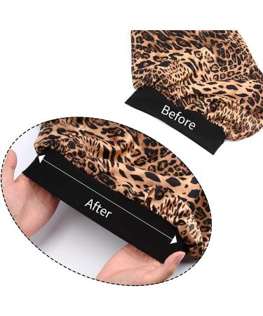 Satin Bonnet for Women 2 Pack - Soft & Elastic Black Leopard Hair Cap - Large Breathable Silky Sleeping Bonnet - Braids Bonnets for Women - Buy Online on SooperMarket.com