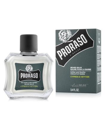 Proraso Beard Balm Cypress & Vetyver 100ml Fresh Scented Beard Balm for Men Softens Protects and Eases Itching and Discomfort Made in Italy Cypress & Vetiver