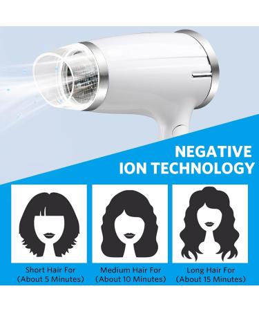 Travel Hair Dryer 1200W - Lightweight Folding Handle 3 Heat Settings Fast Drying Compact & Professional for Women - White - Buy Online on SooperMarket.com