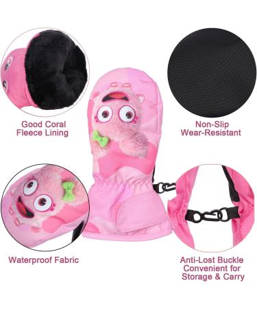 Kids Waterproof Winter Mittens | Fleece Lined Thermal Gloves for Ages 4-6 | Pink - Buy Online on SooperMarket.com
