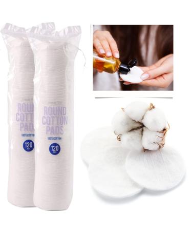 SRV HUB 120 Round Round cotton pads make-up remover pads cosmetic cotton pads double-sided disposable pads soft for adults and children skin care (240 pieces)