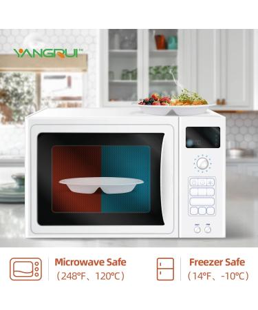 YANGRUI White Plastic Plates 9 Inch 3 Compartments 150 Pack - BPA Free, Food Grade Material, Reusable Dinner Plates - Buy Online on SooperMarket.com