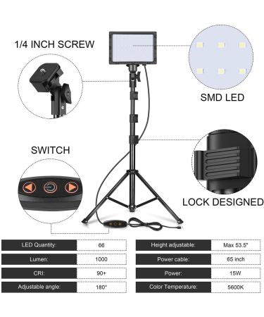 EMART LED Video Light with Adjustable Tripod Stand - 11 Brightness/4 Color Filters, Dimmable Photography Lighting for Studio Shooting - USB Portable Fill Light (54inch) - Buy Online on SooperMarket.com