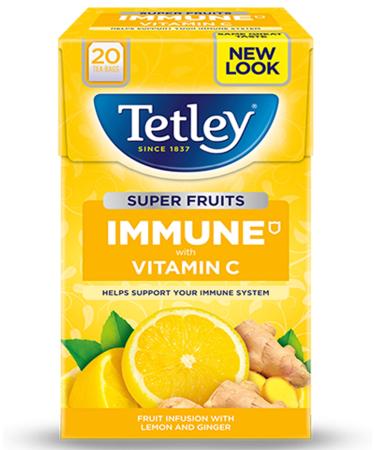 Tetley Immune Vitamin C Super Fruit & Green Tea 3 x 20 bags (Lemon & Ginger Fruit Tea)