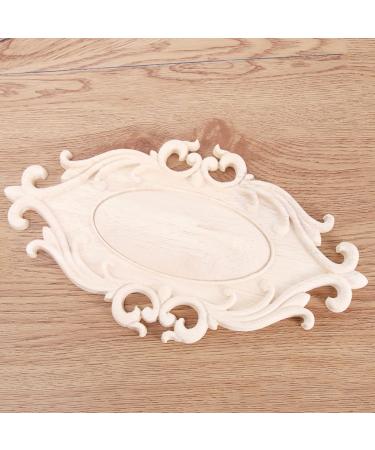 RORPOIR 1pc Unpainted Frames Decorative Appliques for Furniture Wood Onlays for Bed Flowers Carved - Buy Online on SooperMarket.com