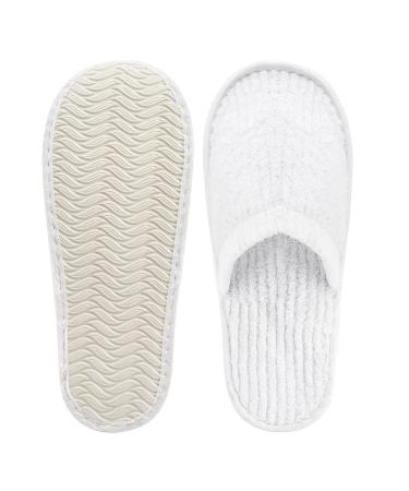 Frcctre 20 Pairs White Disposable Spa Slippers - Soft Coral Fleece, Non-Slip, Comfortable - Ideal for Travel, Guests, Hotel, Home, Salon - Men and Women - Buy Online on SooperMarket.com