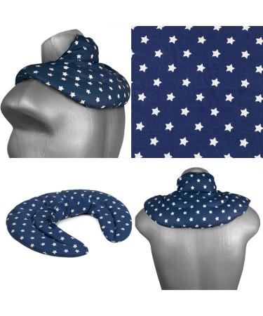 Cozy Neck Pillow with Stand-Up Collar - Stars Blue Linseed Heat Pad for Ultimate Comfort - Buy Online on SooperMarket.com
