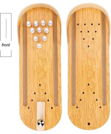 Mini Bowling Game Set - Tabletop Wooden Bowling Toy with 10 Pins and Metal Ball - Fun Home Bowling Alley for Adults & Kids - Buy Online on SooperMarket.com